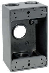 Teddico/Bwf B5-2V Outlet Box, 18.3 cu-in, 4-1/2 in, 1-Gang, 4-Knockout, Metal, Gray, Powder-Coated
